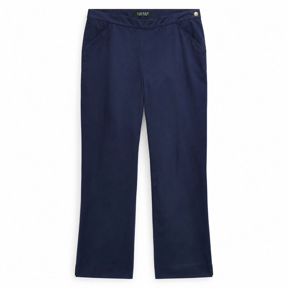 Lauren Ralph Lauren Navy Blue Ankle Pants Womens Stretch Career Office Slim Crop